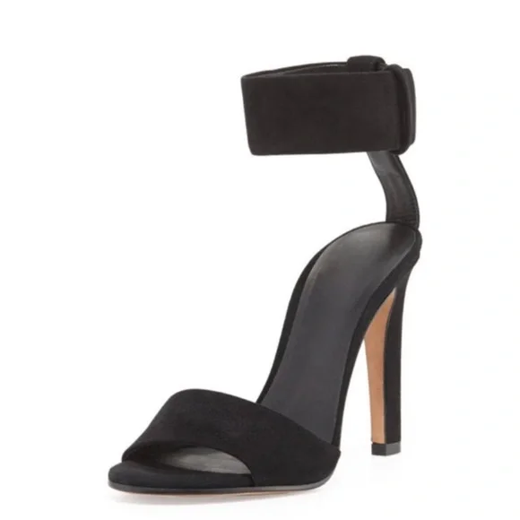 VINCE “GITA” Black Suede Ankle Strap Heeled Sandal Size 8 - Picture 2 of 9